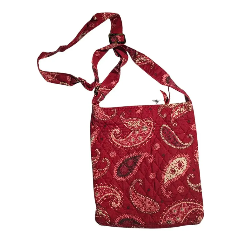 Vtg Y2K Vera Bradley Red Paisley Mesa Hipster Quilted Crossbody Swing Pack Bag